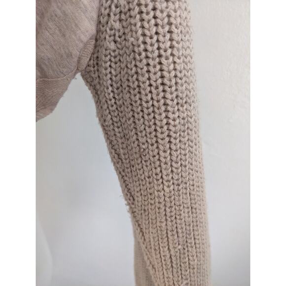 Splendid Collection Large Shea Long Sleeve Coordinating Sweater Mix Hoodie Tan - Picture 2 of 16